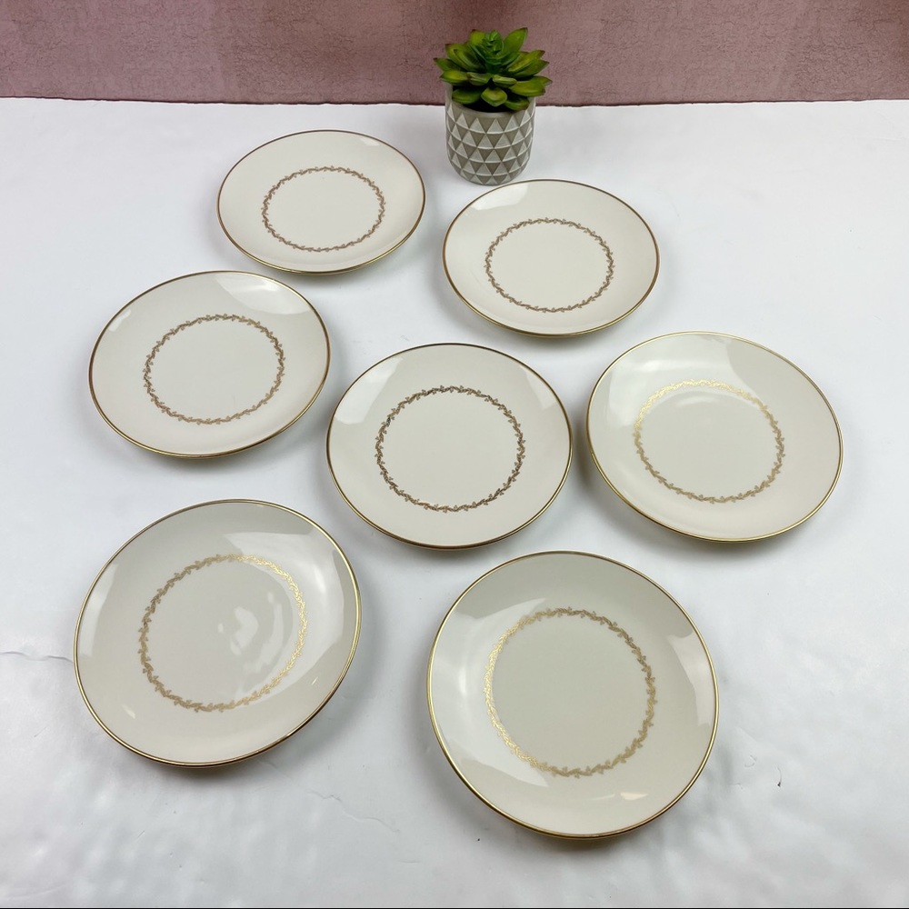 Lamberton Ivory China Made In America Gold Plates